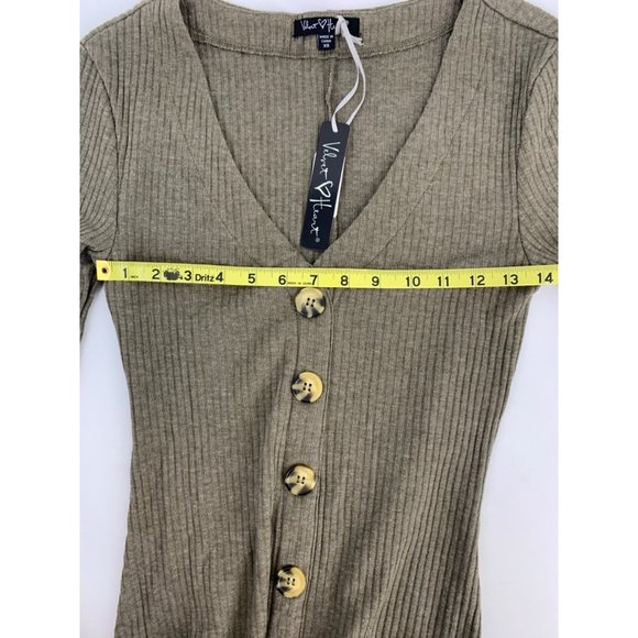 NWT Velvet Heart - Brown/Green ribbed fit & flare sweater dress Size XS - Picture 6 of 9